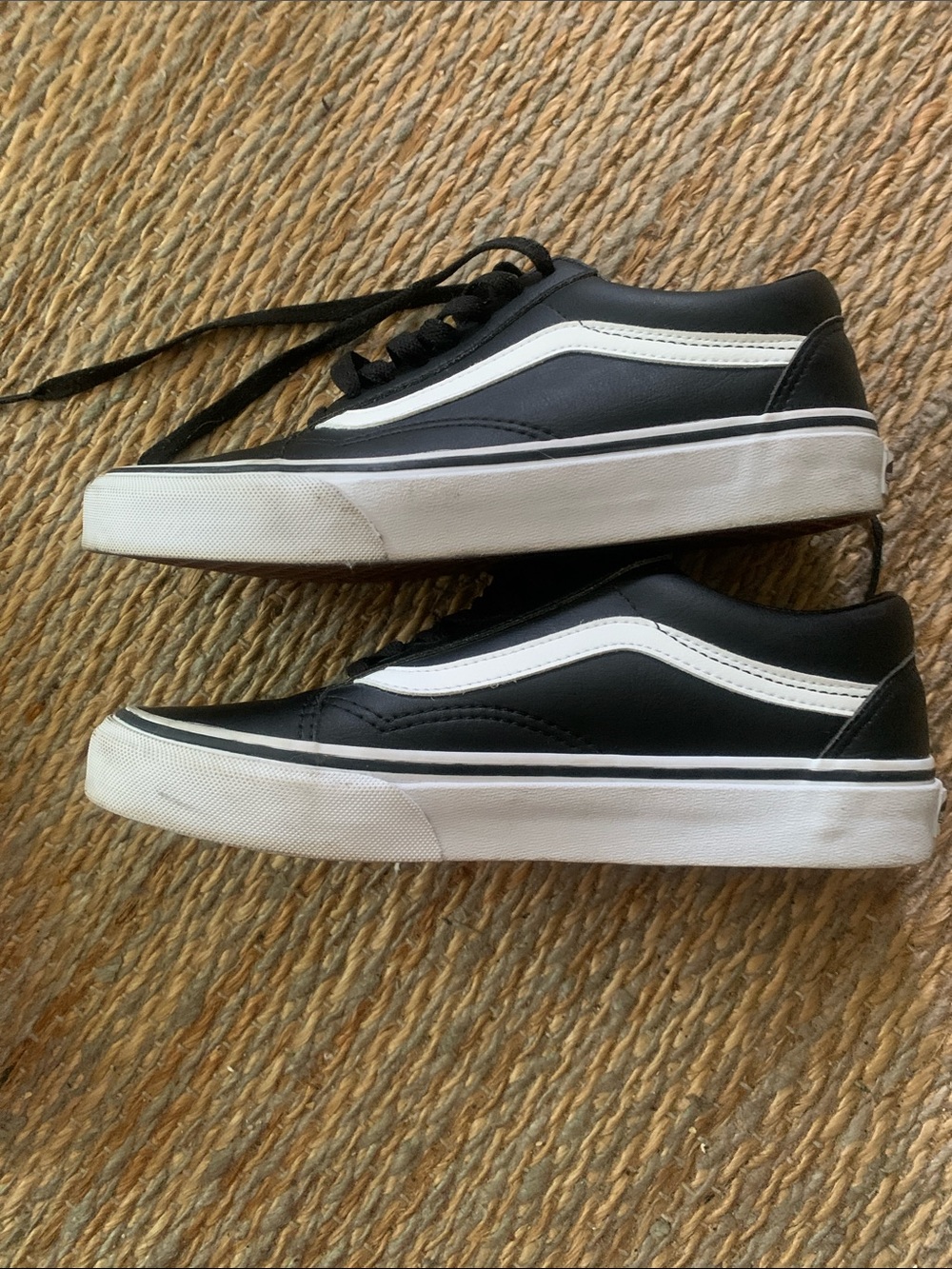 Vans Old Skool Leather Sneakers - Black & White - Picture 6 of 7